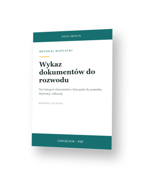 wykaz dokumentów do rozwodu i podziału majątku